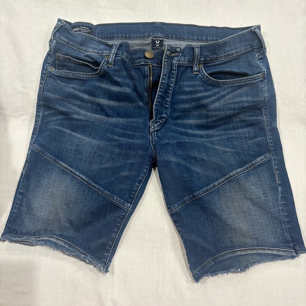 True Religion Indigo Washed Cutoff Denim Shorts